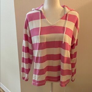 Striped Pink and White Women's Hoodie